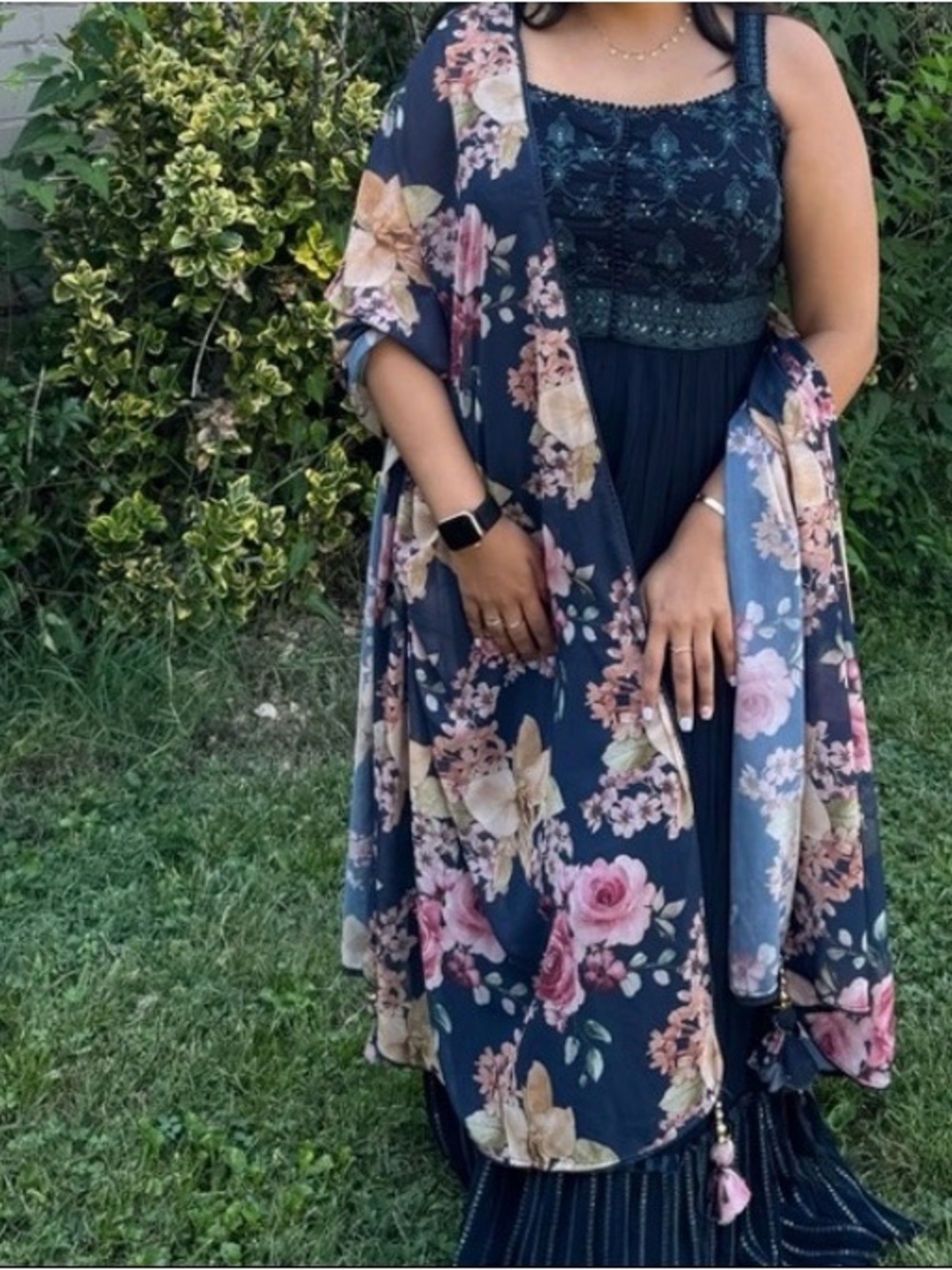 Floral Black and Pink Women Salwar